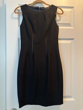 Elie Tahari Black Sheath Dress with Satin Edged Back Zipper